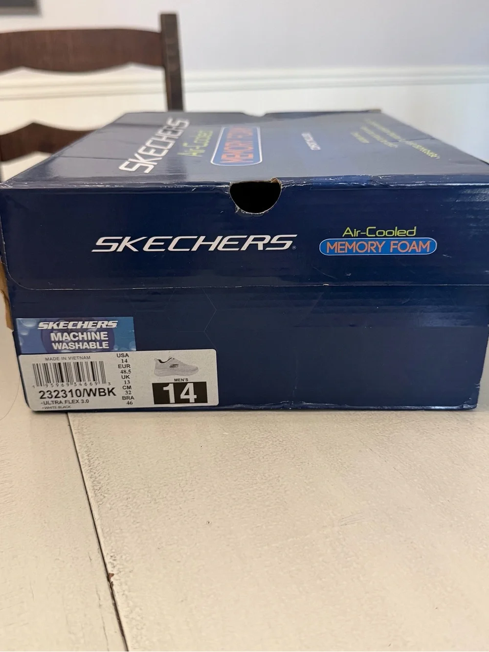Skechers Air-Cooled Memory Foam Men’s Ultra Flex 3.0 White Tennis Shoe Sz 14 NIB